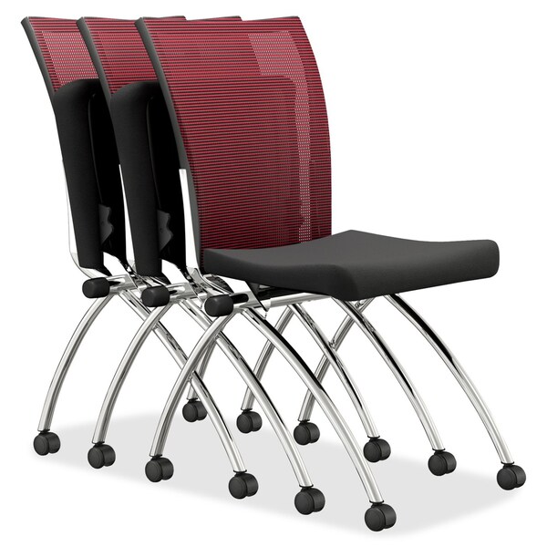 Mayline Training Chair Valor Training Chair, Hgh Back, No Arms, No Arms, 18-1/2" Height, Fabric, Black/Red - TSH2BR