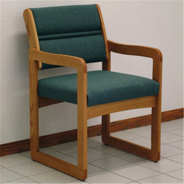 Wooden Mallet Valley Guest Chair in Medium Oak - Foliage Green - DW1-1MOFG