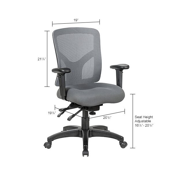 Global Industrial Mesh Back Multifunctional Chair, Gray Seat w/ Gray Mesh - 695943GY