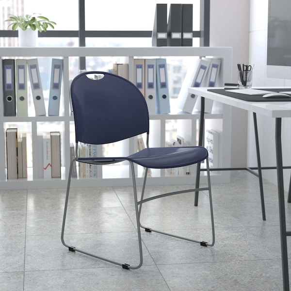 Flash Furniture Navy Plastic Stack Chair - RUT-188-NY-GG