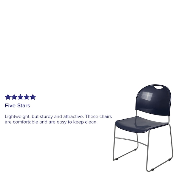 Flash Furniture Navy Plastic Stack Chair - RUT-188-NY-GG