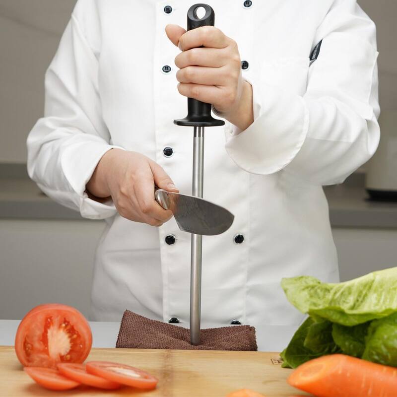 Sharpal Diamond Solid Sharpening Steel Knife Blade Sharpener Honing Rod Professional Kitchen Chef Stick Safet & Easy to Use - 119N