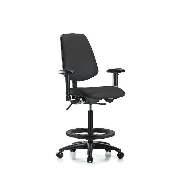 Blue Ridge Ergonomics High Bench Chair Adjustable Arms, 26" to 35" Height, Vinyl, Black - BR-VHBCH-MB-RG-T0-A1-BF-RC-8540