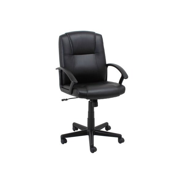 Gec Interion Antimicrobial Executive Chair With Mid Back & Fixed Arms, Bonded Leather, Black - 80318M-ANT