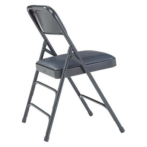 National Public Seating Vinyl Triple Brace Double Hinge Folding Chair, Blue - 1304