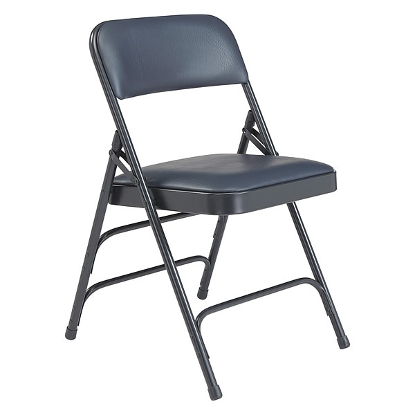 National Public Seating Vinyl Triple Brace Double Hinge Folding Chair, Blue - 1304