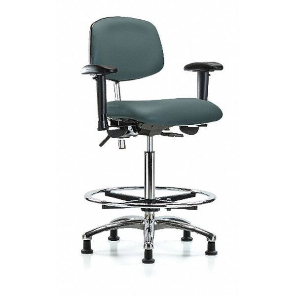 Zoro Select Clean Room Chair Ergonomic Chair, Adjustable Arms, 26-1/4" to 36" Height, Vinyl, Colonial Blue - BR-NCR-VHBCH-CR-T0-A1-CF-RG-8546