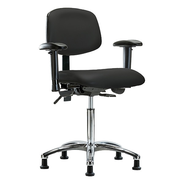 Zoro Select Medium Bench Chair Ergonomic Chair, Adjustable Arms, 21-1/2" to 29" Height, Vinyl, Black - BR-VMBCH-CR-T1-A1-NF-RG-8540