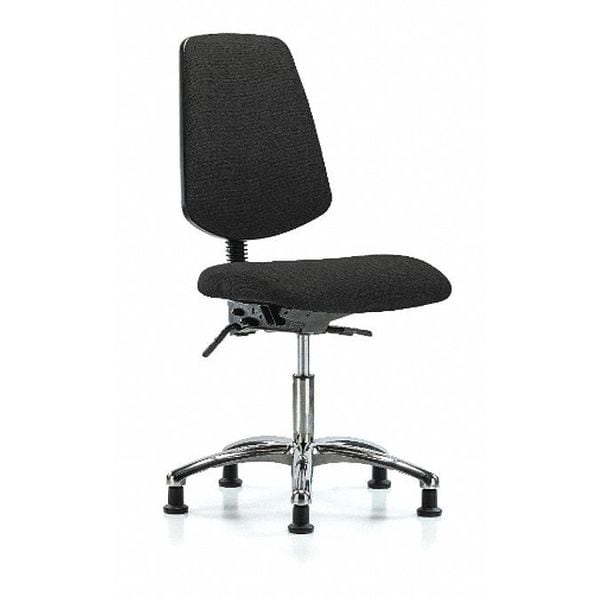 Blue Ridge Ergonomics Desk Chair Fab Desk Chair, Med, Bk, Chrm, Glides, Blk, No Arms, 19" to 24" Height, Fabric, Black - BR-FDHCH-MB-CR-T0-A0-RG-F42
