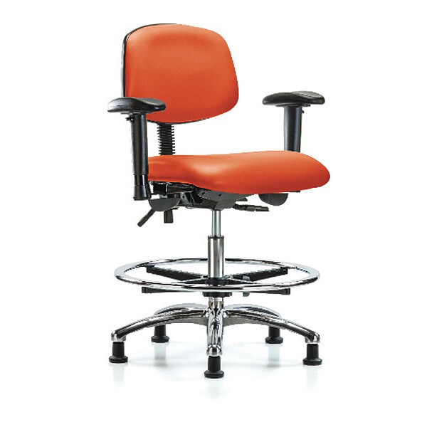 Blue Ridge Ergonomics Medium Bench Chair Chair, Vin, Med Ben, Chr AA CF Gld, Orange, Adjustable Arms, 22" to 29" Height - BR-VMBCH-CR-T0-A1-CF-RG-8613