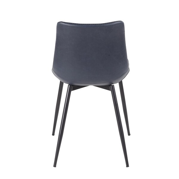 Lumisource Durango Dining Chair in Black with Vintage Blue Faux Leather, PK 2 - DC-DRNG BK+BU2
