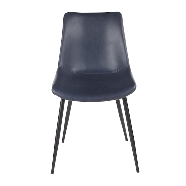 Lumisource Durango Dining Chair in Black with Vintage Blue Faux Leather, PK 2 - DC-DRNG BK+BU2