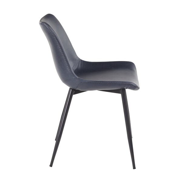 Lumisource Durango Dining Chair in Black with Vintage Blue Faux Leather, PK 2 - DC-DRNG BK+BU2