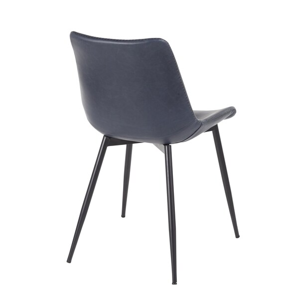 Lumisource Durango Dining Chair in Black with Vintage Blue Faux Leather, PK 2 - DC-DRNG BK+BU2