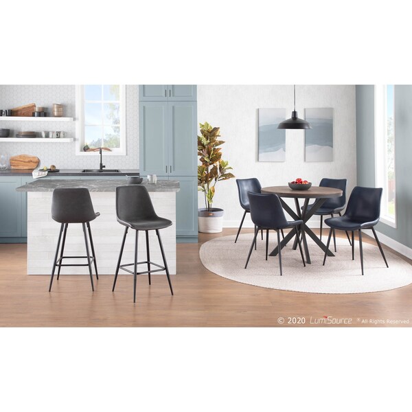 Lumisource Durango Dining Chair in Black with Vintage Blue Faux Leather, PK 2 - DC-DRNG BK+BU2
