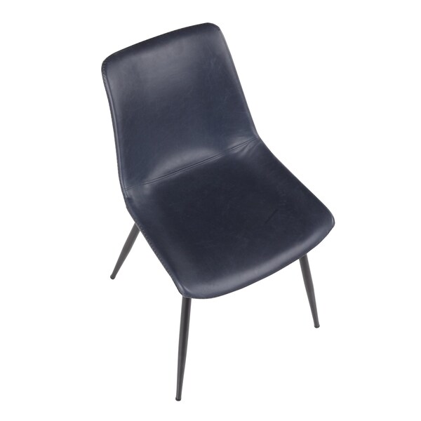 Lumisource Durango Dining Chair in Black with Vintage Blue Faux Leather, PK 2 - DC-DRNG BK+BU2