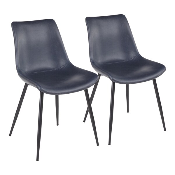 Lumisource Durango Dining Chair in Black with Vintage Blue Faux Leather, PK 2 - DC-DRNG BK+BU2