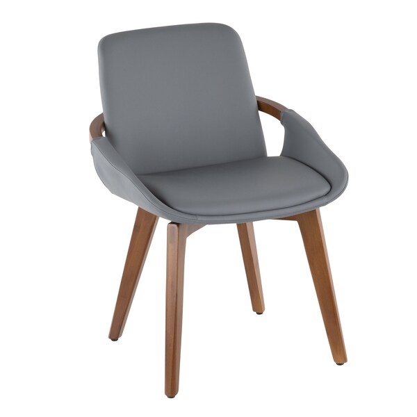 Lumisource Cosmo Chair in Walnut and Grey Faux Leather - CH-COSMO WL+GY