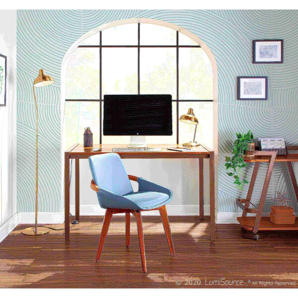 Lumisource Cosmo Chair in Walnut and Grey Faux Leather - CH-COSMO WL+GY