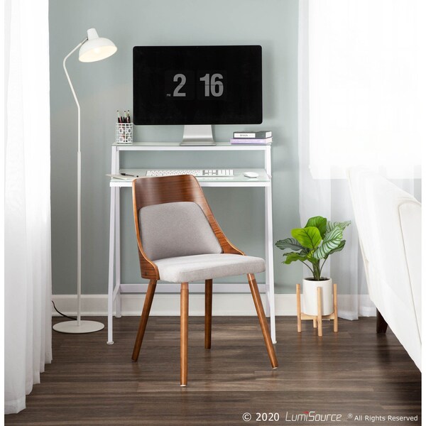 Lumisource Anabelle Dining/Accent Chair in Walnut and Grey Fabric - CH-ANBEL WL+GY