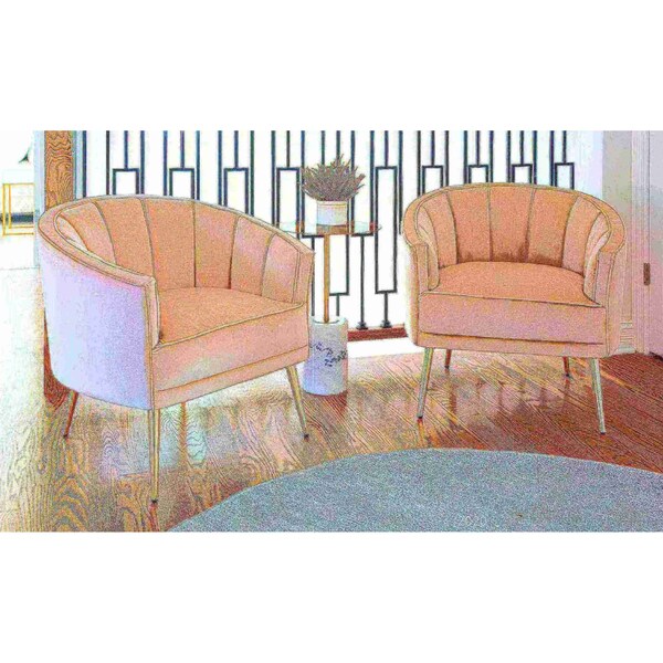 Lumisource Tania Accent Chair in Gold Metal and Champagne Velvet - CHR-TANIA AU+CHMP