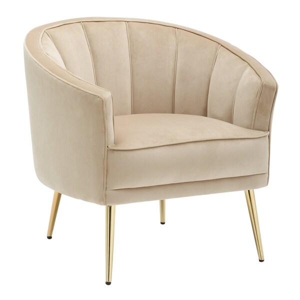 Lumisource Tania Accent Chair in Gold Metal and Champagne Velvet - CHR-TANIA AU+CHMP