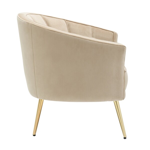 Lumisource Tania Accent Chair in Gold Metal and Champagne Velvet - CHR-TANIA AU+CHMP