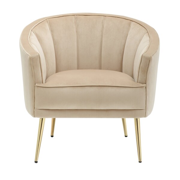 Lumisource Tania Accent Chair in Gold Metal and Champagne Velvet - CHR-TANIA AU+CHMP