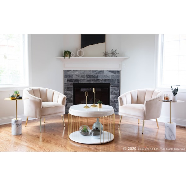 Lumisource Tania Accent Chair in Gold Metal and Champagne Velvet - CHR-TANIA AU+CHMP
