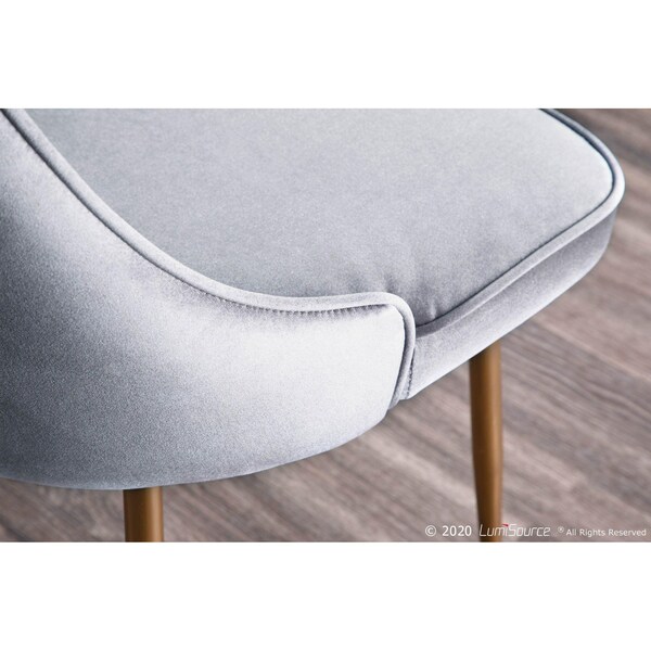 Lumisource Marcel Dining Chair with Gold Frame and Blue Velvet Fabric, PK 2 - DC-MARCL AU+BU2