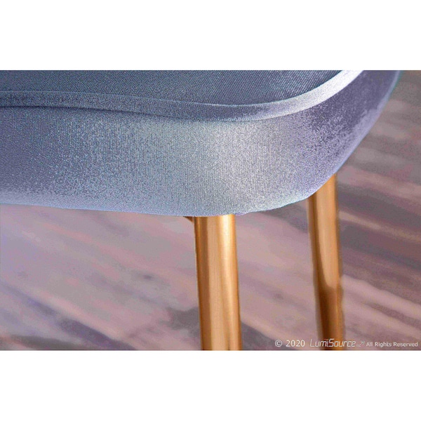 Lumisource Marcel Dining Chair with Gold Frame and Blue Velvet Fabric, PK 2 - DC-MARCL AU+BU2