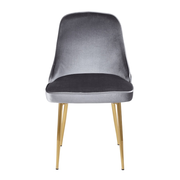 Lumisource Marcel Dining Chair with Gold Frame and Blue Velvet Fabric, PK 2 - DC-MARCL AU+BU2