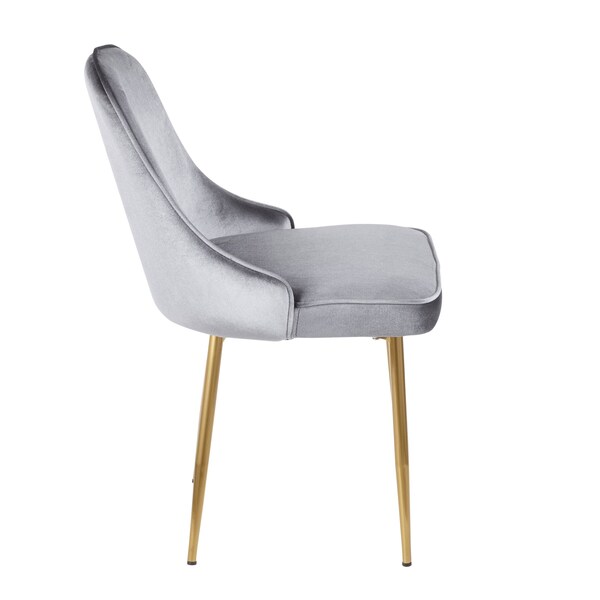 Lumisource Marcel Dining Chair with Gold Frame and Blue Velvet Fabric, PK 2 - DC-MARCL AU+BU2