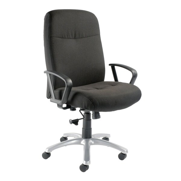 Interion By Global Industrial Interion Big & Tall Chair With High Back & Fixed Arms, Fabric, Black - 506571BK