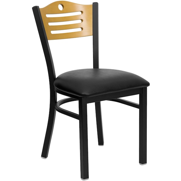 Flash Furniture Hercules Restaurant Chair, 16-3/4 in W 21-1/2" L 32-3/4" H, Vinyl Seat - XU-DG-6G7B-SLAT-BLKV-GG