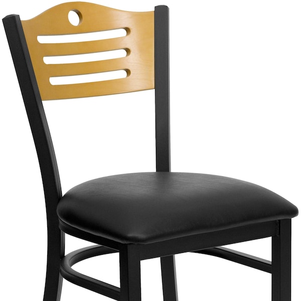 Flash Furniture Hercules Restaurant Chair, 16-3/4 in W 21-1/2" L 32-3/4" H, Vinyl Seat - XU-DG-6G7B-SLAT-BLKV-GG