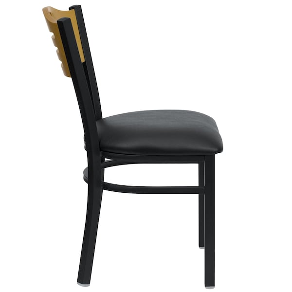 Flash Furniture Hercules Restaurant Chair, 16-3/4 in W 21-1/2" L 32-3/4" H, Vinyl Seat - XU-DG-6G7B-SLAT-BLKV-GG