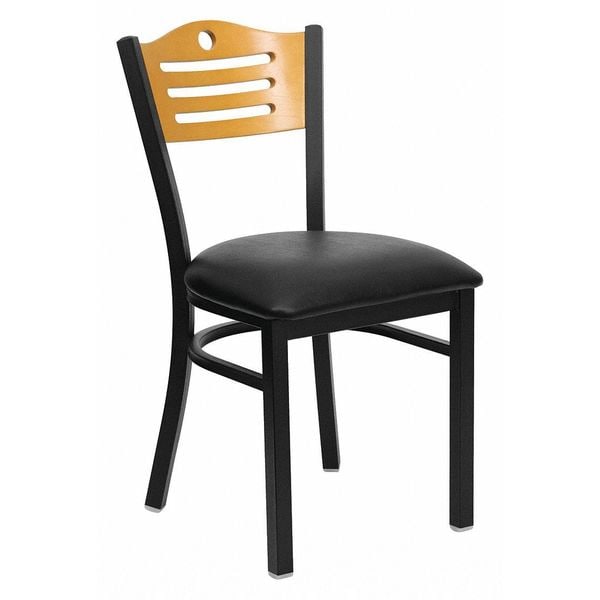Flash Furniture Hercules Restaurant Chair, 16-3/4 in W 21-1/2" L 32-3/4" H, Vinyl Seat - XU-DG-6G7B-SLAT-BLKV-GG