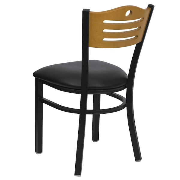 Flash Furniture Hercules Restaurant Chair, 16-3/4 in W 21-1/2" L 32-3/4" H, Vinyl Seat - XU-DG-6G7B-SLAT-BLKV-GG