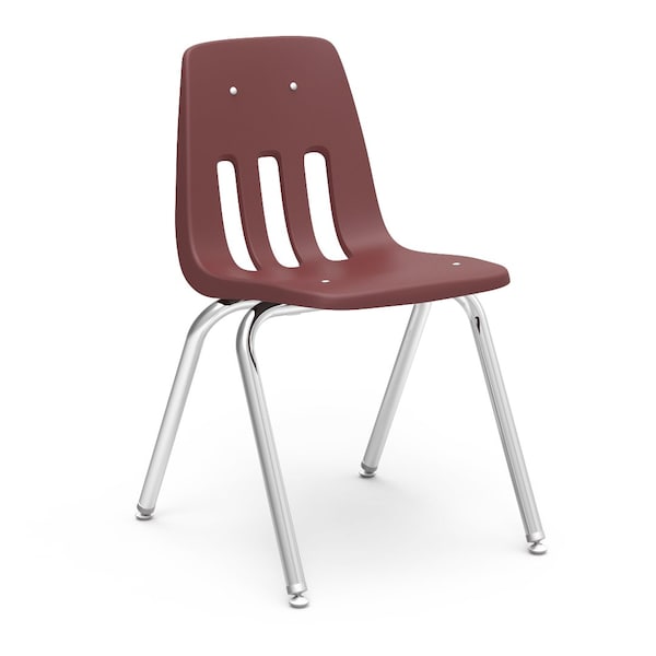 Virco 9000 Series 18" Classroom Chair, 5th Grade - Adult with Nylon Glides - Wine Seat - 9018