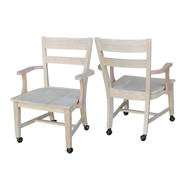 International Concepts Dining Chair with Casters, Unfinished - C-226
