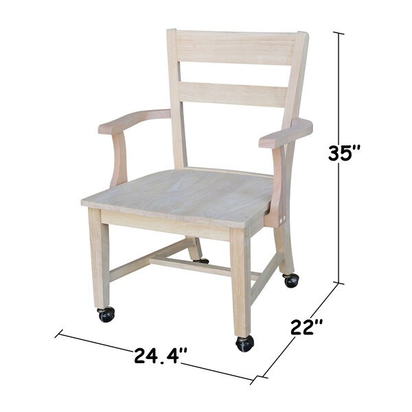 International Concepts Dining Chair with Casters, Unfinished - C-226