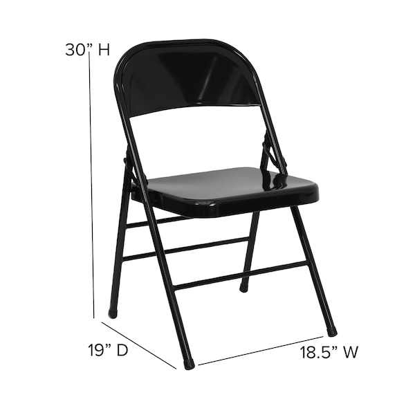 Flash Furniture Black Metal Folding Chair - 4-HF3-MC-309AS-BK-GG