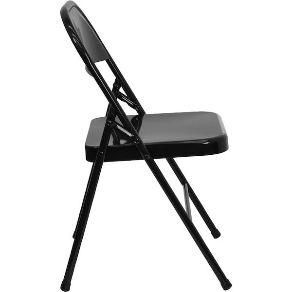 Flash Furniture Black Metal Folding Chair - 4-HF3-MC-309AS-BK-GG