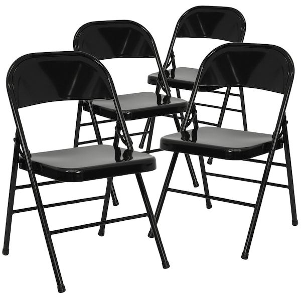 Flash Furniture Black Metal Folding Chair - 4-HF3-MC-309AS-BK-GG
