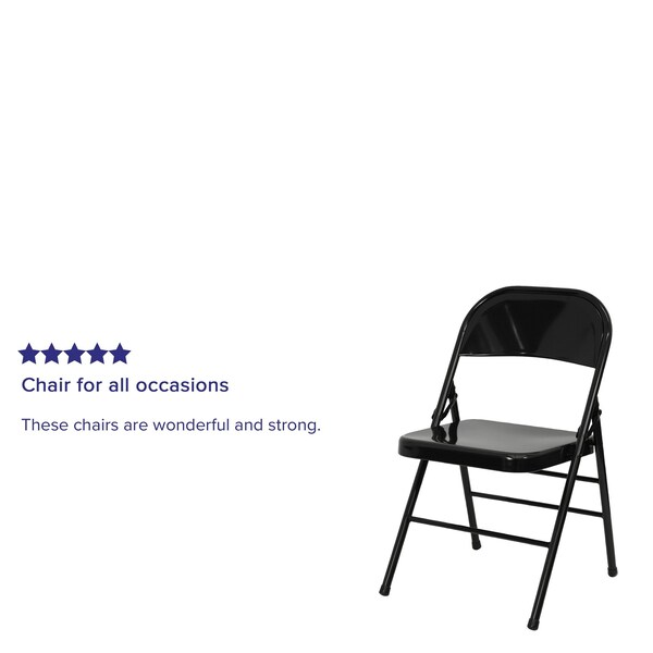 Flash Furniture Black Metal Folding Chair - 4-HF3-MC-309AS-BK-GG