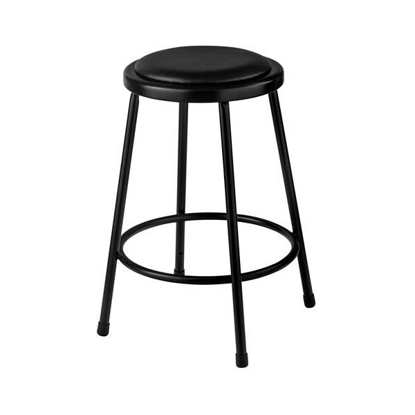 Interion By Global Industrial Interion 24inH Steel Work Stool with Vinyl Seat, Backless, Black, 2PK - B2217231