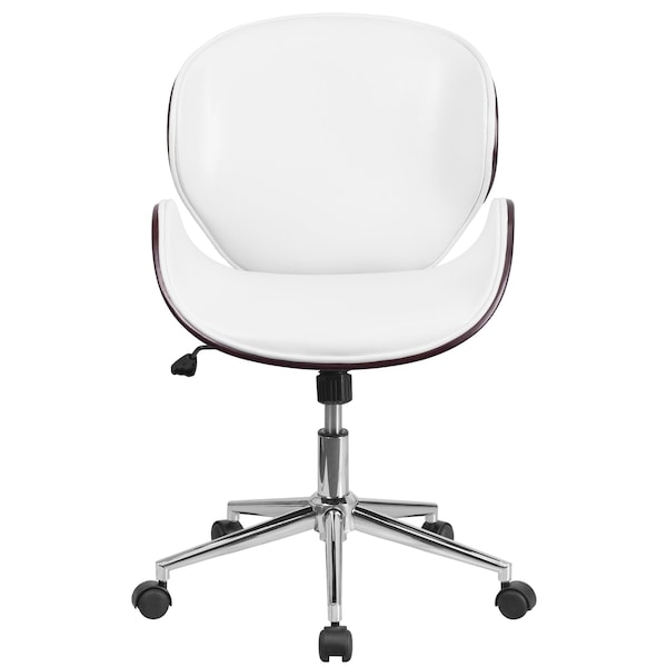Flash Furniture Contemporary Conference Office Chair, White Back, 21-1/2 in W 26" L 32" H, Leather Seat - SD-SDM-2240-5-MAH-WH-GG