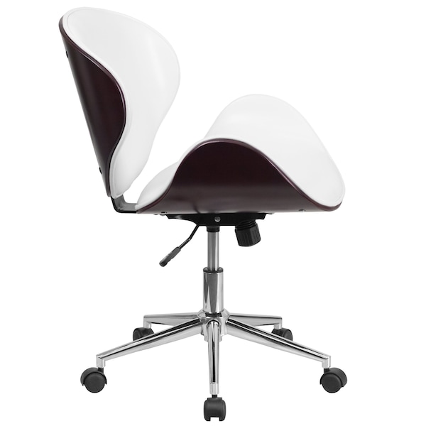 Flash Furniture Contemporary Conference Office Chair, White Back, 21-1/2 in W 26" L 32" H, Leather Seat - SD-SDM-2240-5-MAH-WH-GG