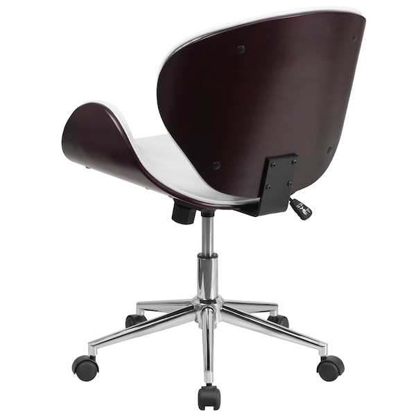 Flash Furniture Contemporary Conference Office Chair, White Back, 21-1/2 in W 26" L 32" H, Leather Seat - SD-SDM-2240-5-MAH-WH-GG